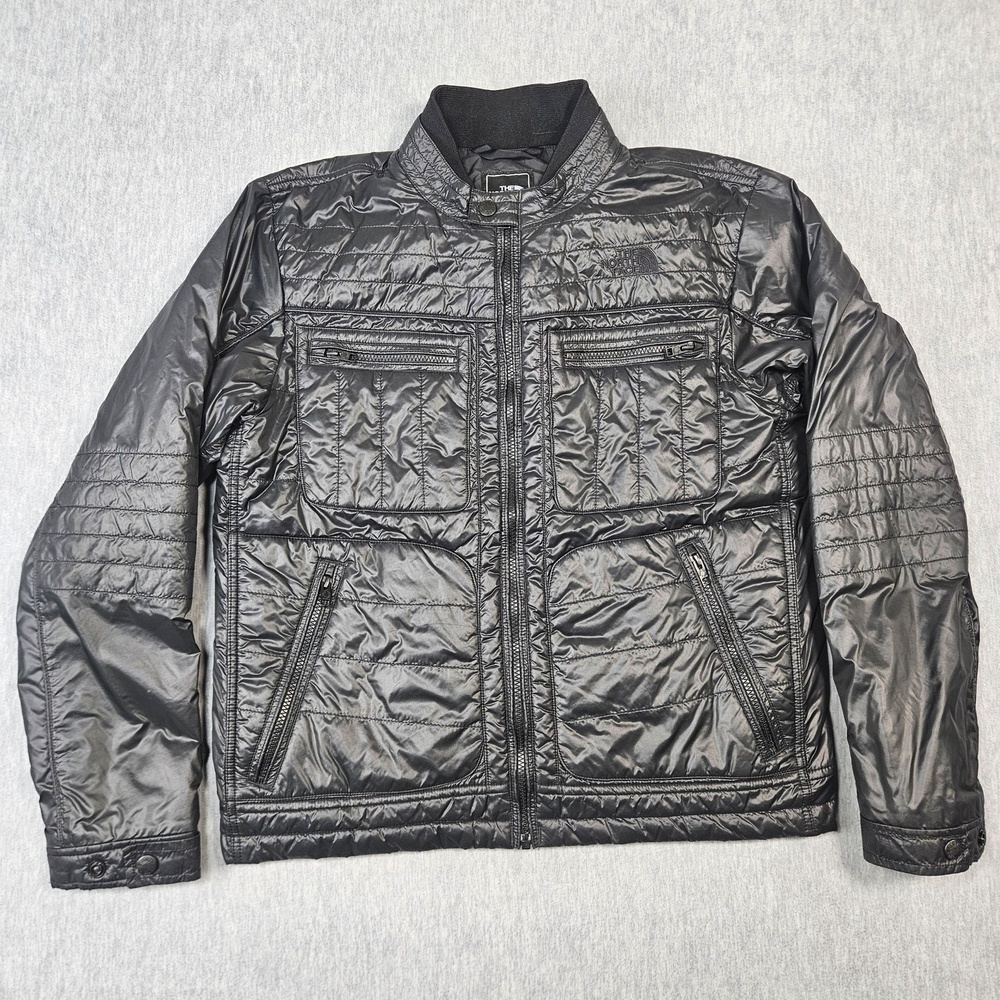 The North Face Jacket Mens L Black Moto Quilted Insulated Lightweight Puffer